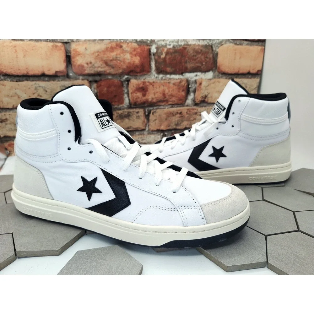 NEW Converse Pro Blaze Classic Mid Shoes White Black Egret Mens Size 12 A07938C - Picture 2 of 10